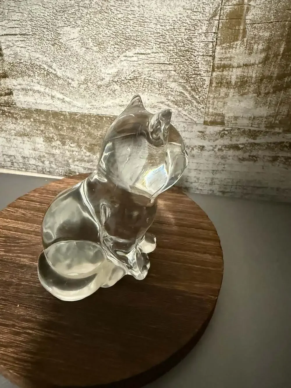 VTG Princess House Glass Cat Crystal Kitten Sitting Paperweight Pets Figurine